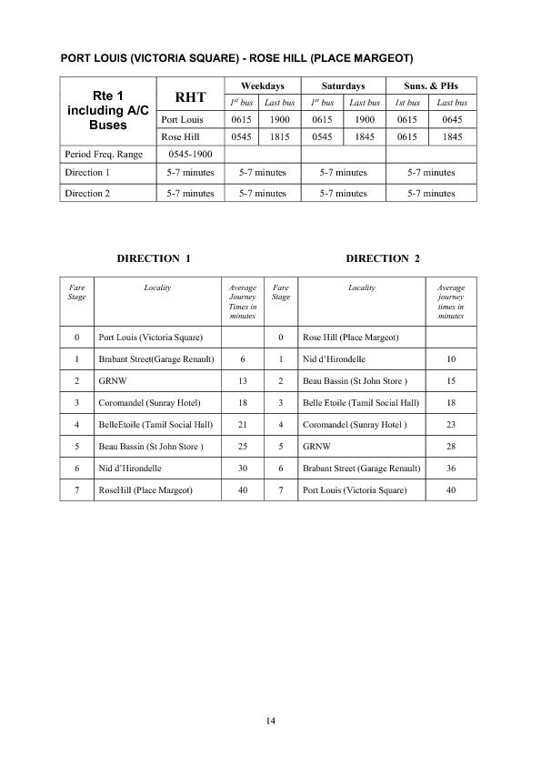 official schedule route 1