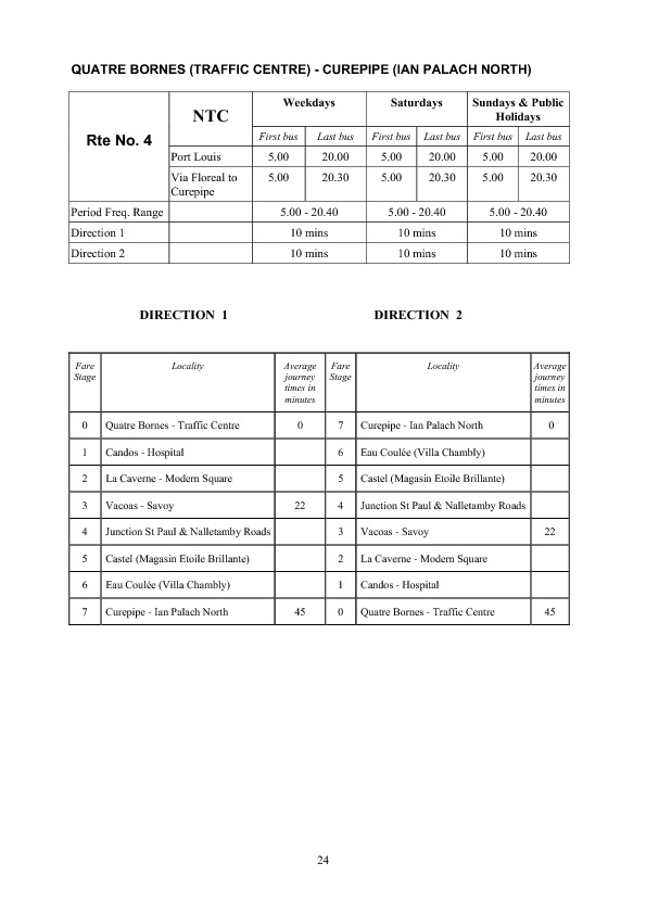 official schedule route 4