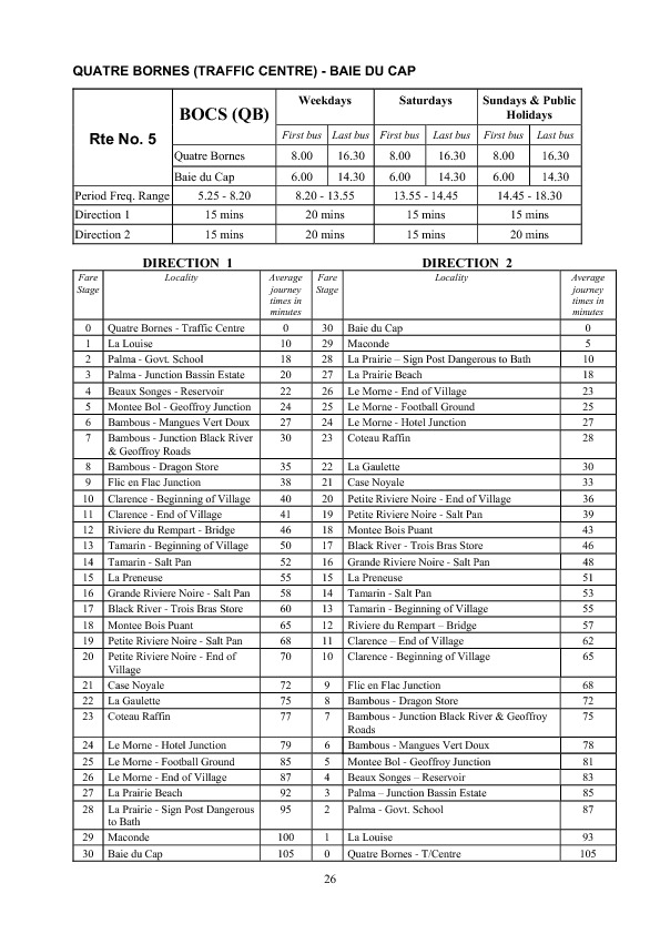 official schedule route 5