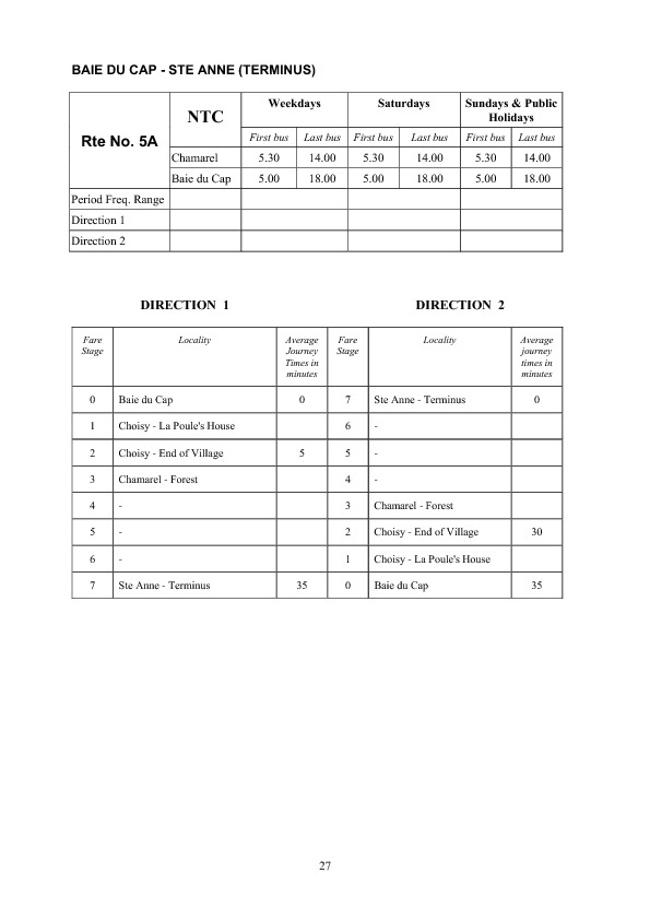 official schedule route 5A