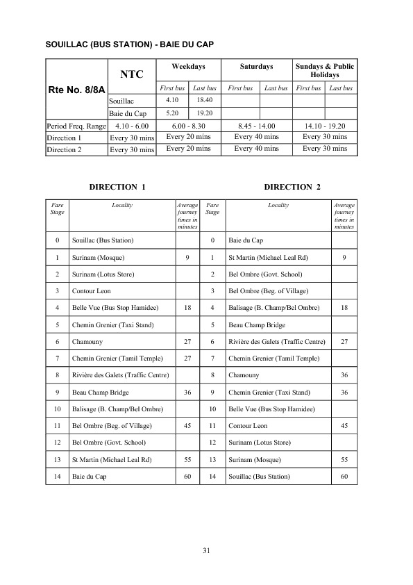 official schedule route 8/8A