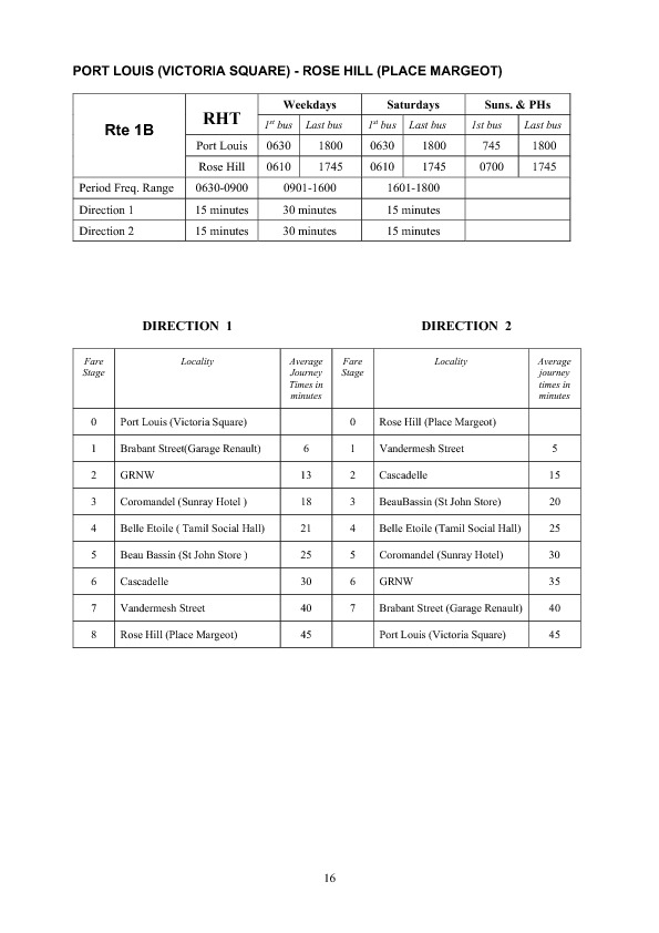 official schedule route 1B