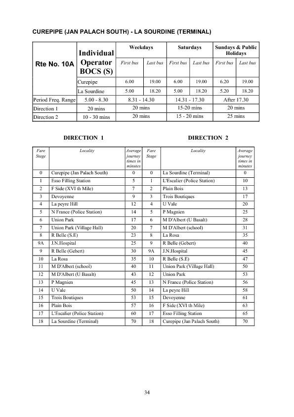 official schedule route 10A