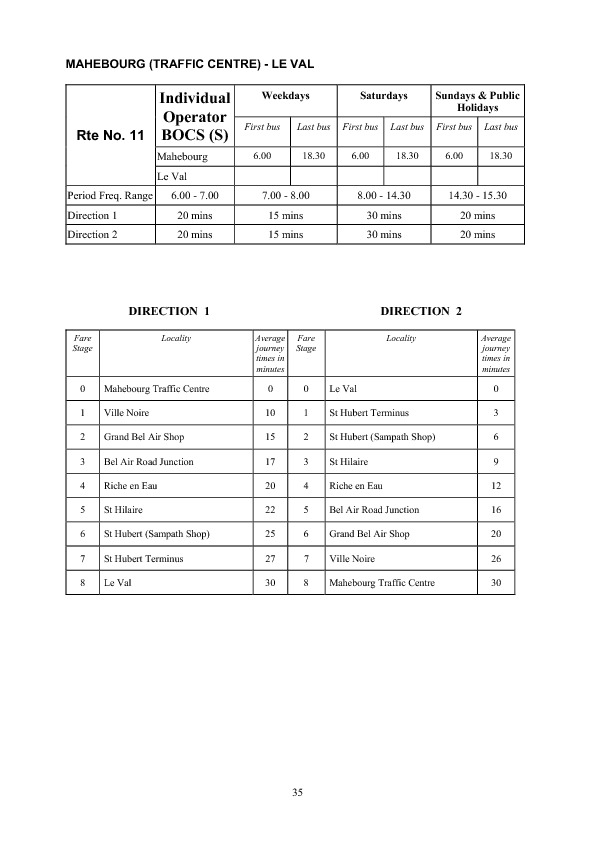 official schedule route 11