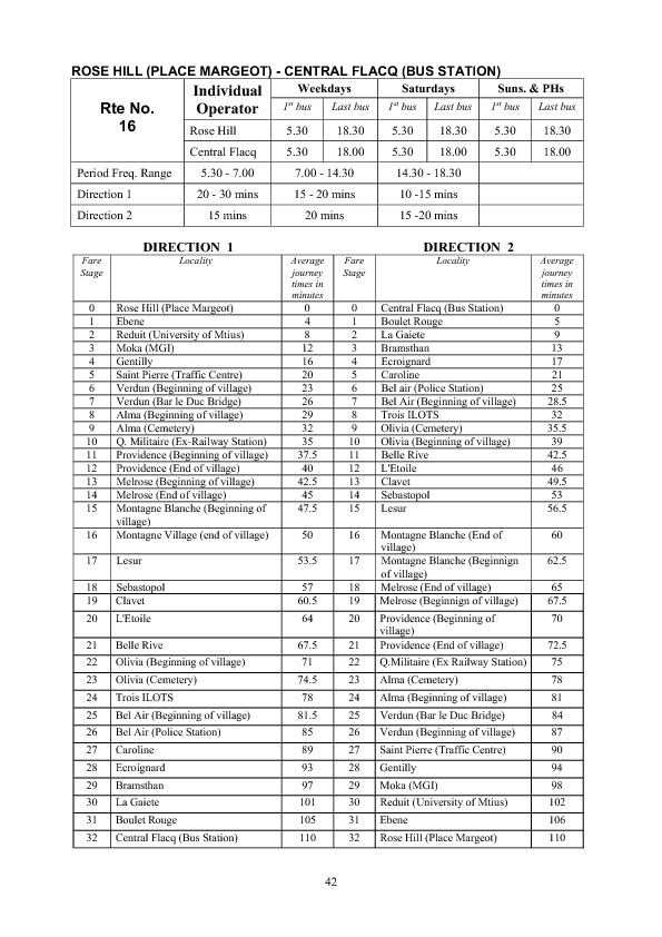 official schedule route 16