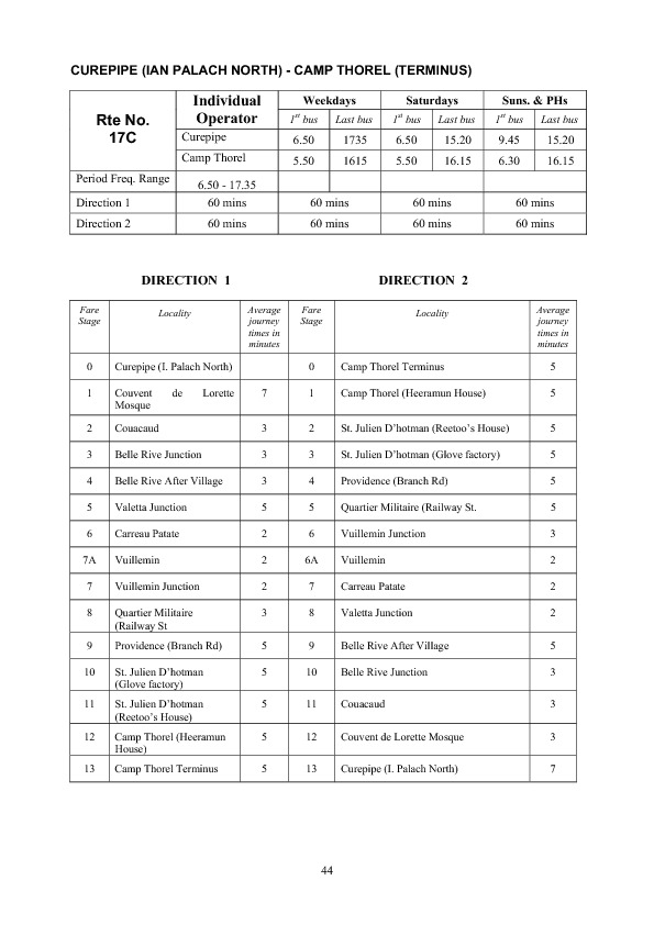 official schedule route 17C