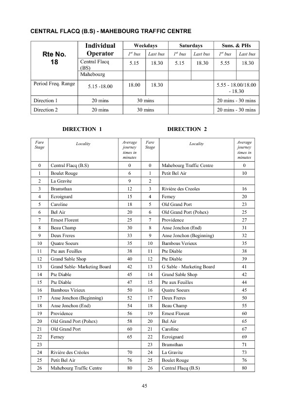 official schedule route 18