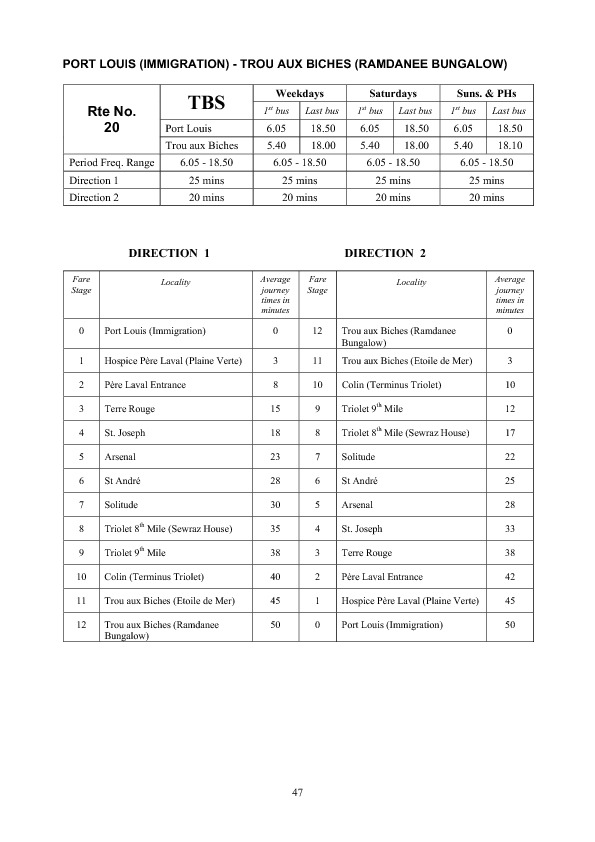 official schedule route 20