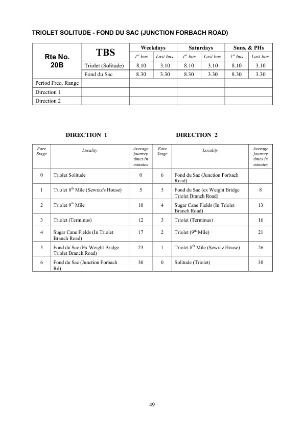 official schedule route 20B