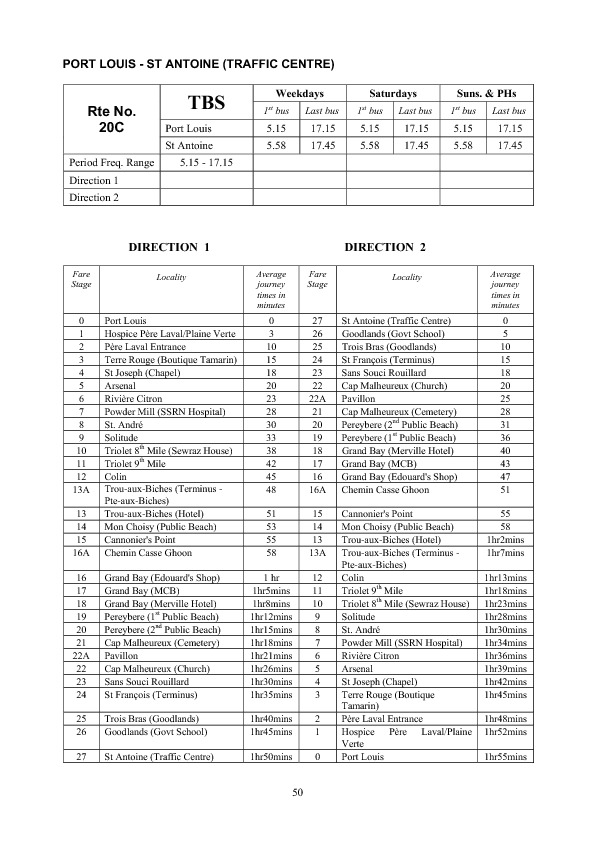 official schedule route 20C