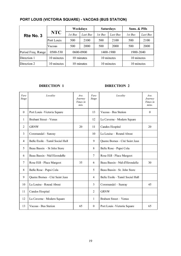 official schedule route 3