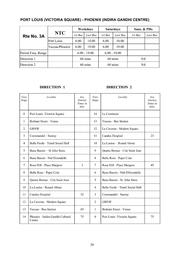 official schedule route 3A