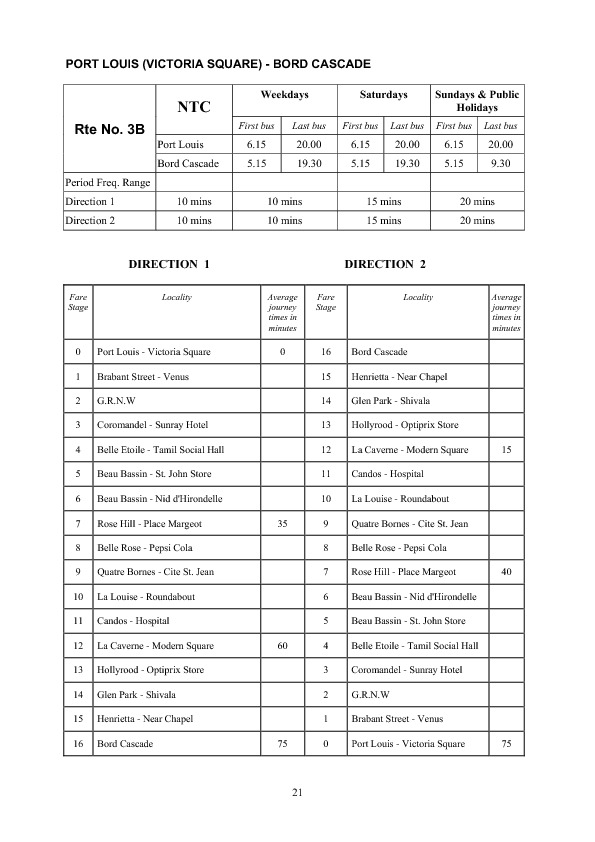 official schedule route 3B