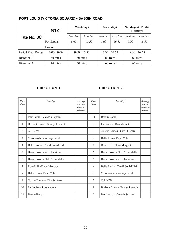 official schedule route 3C