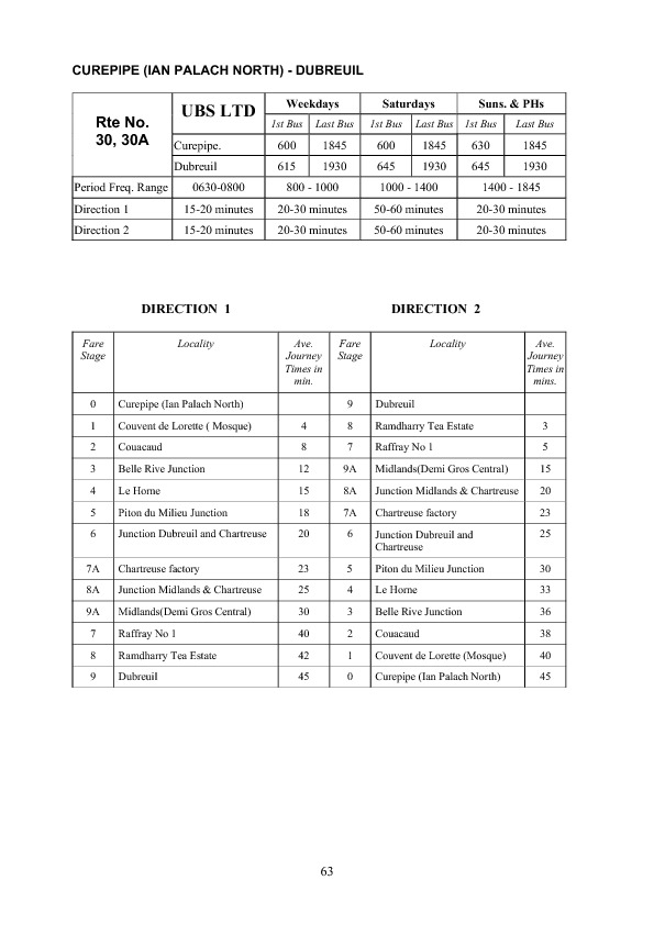 official schedule route 30/30A