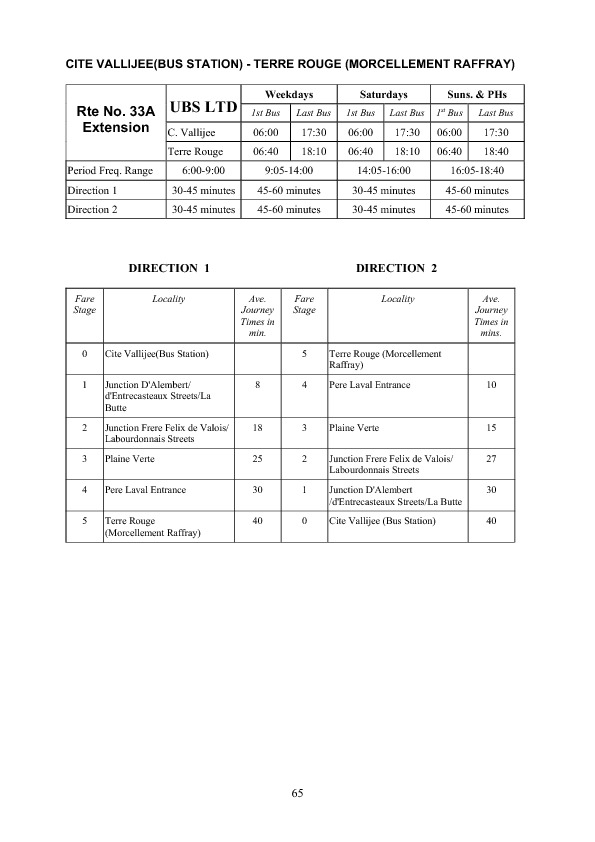 official schedule route 33AE