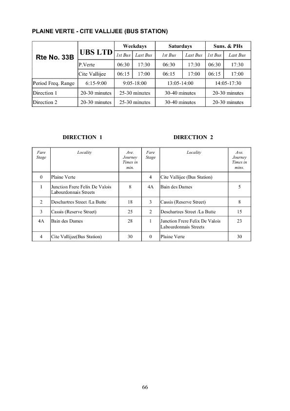 official schedule route 33B