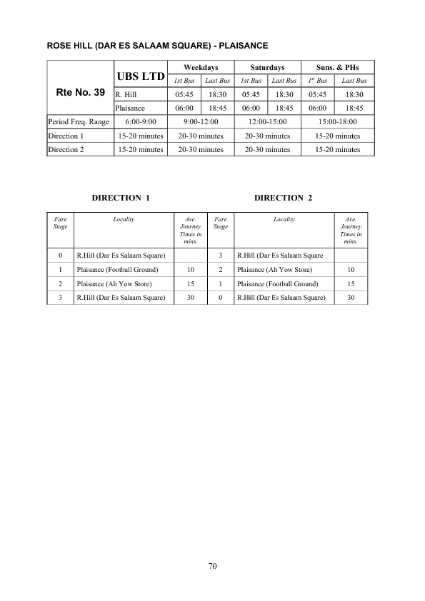 official schedule route 39