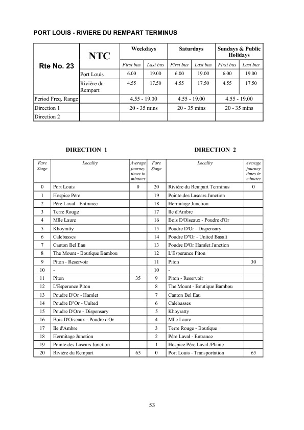 official schedule route 23