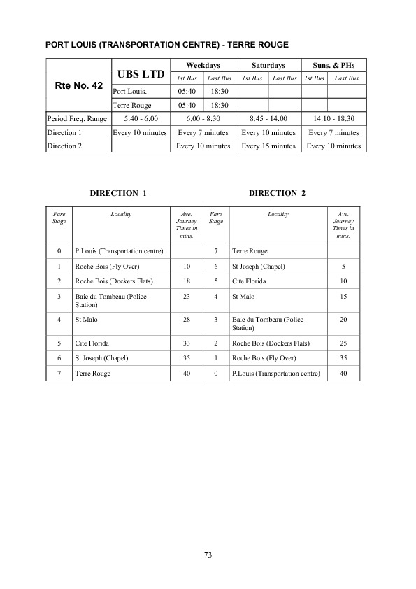 official schedule route 42