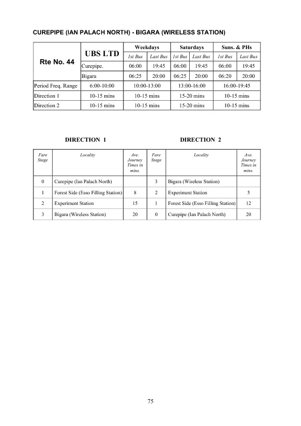 official schedule route 44