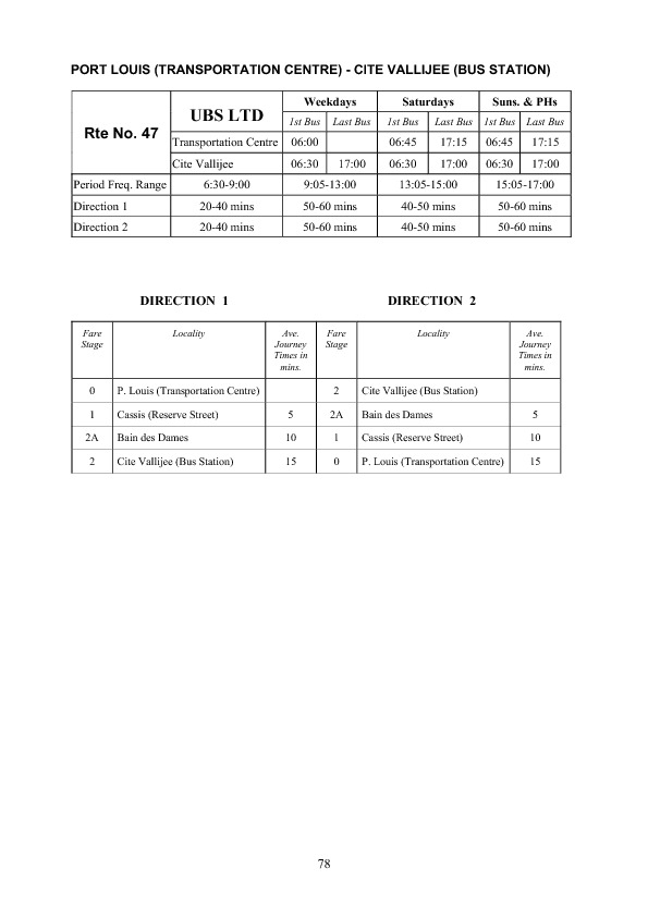 official schedule route 47