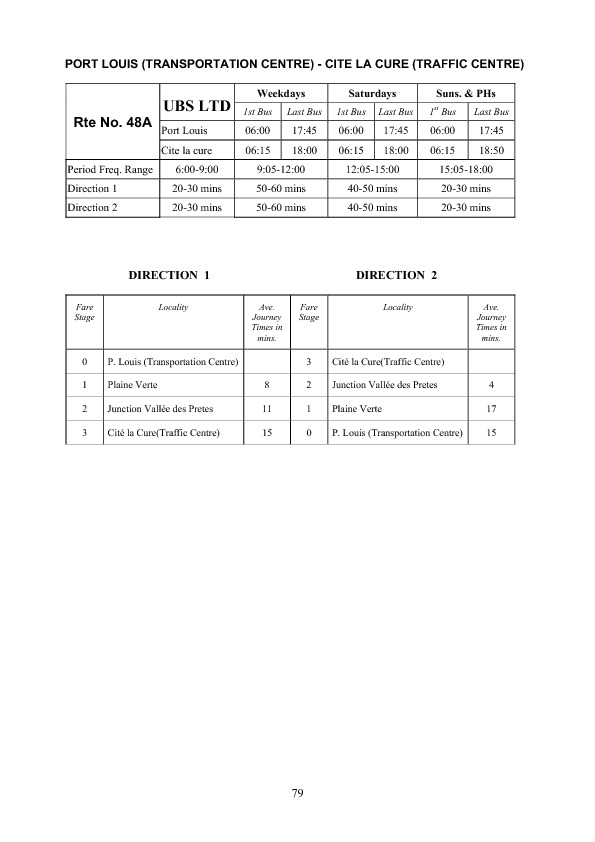 official schedule route 48A