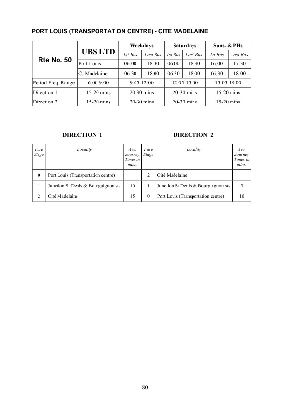 official schedule route 50