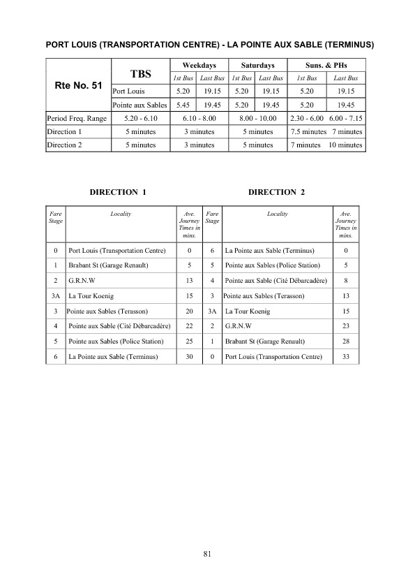 official schedule route 51