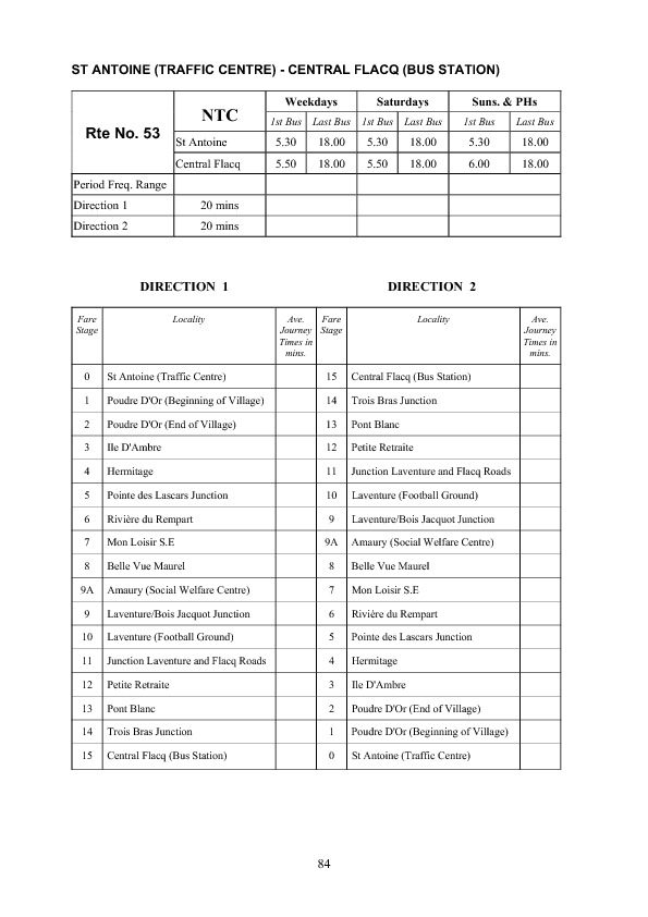 official schedule route 53