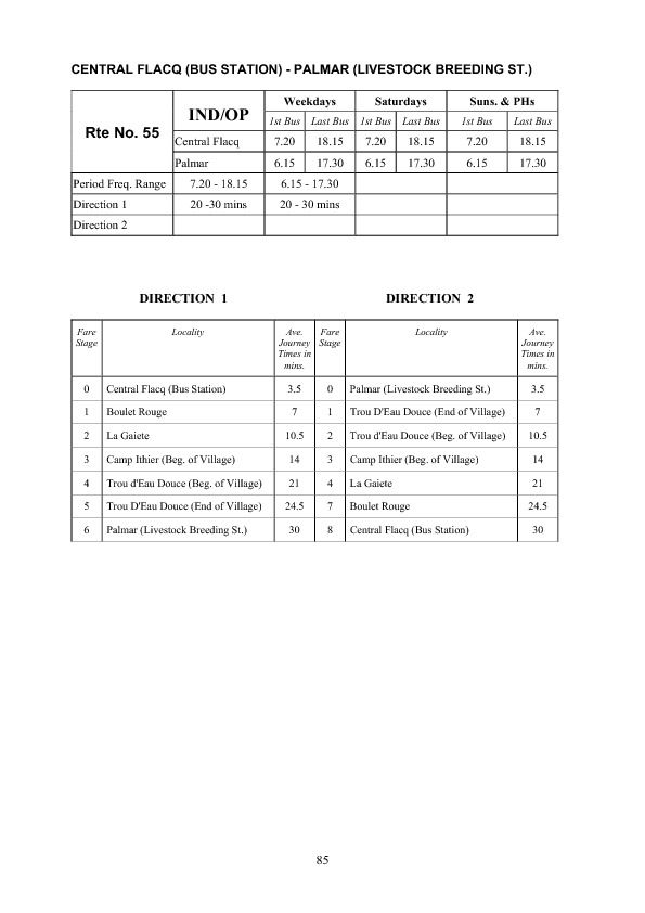 official schedule route 55