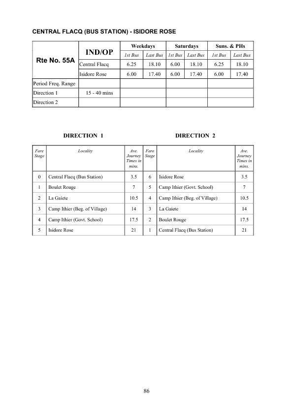 official schedule route 55A