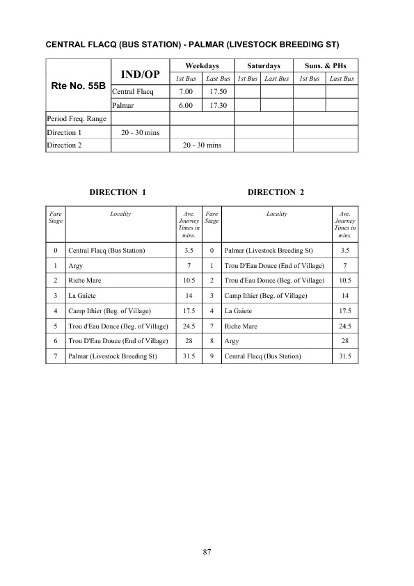 official schedule route 55B