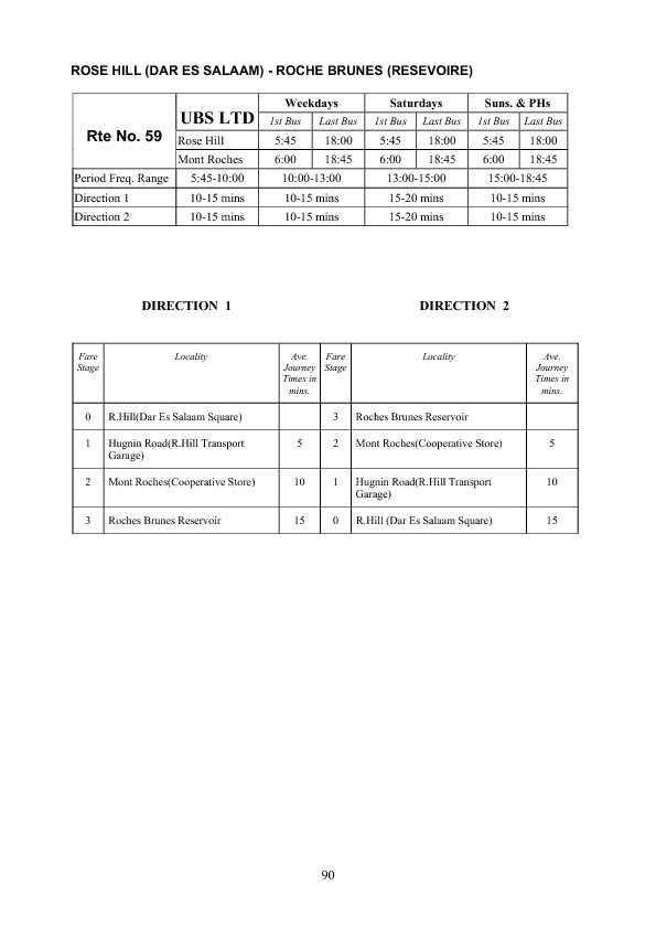 official schedule route 59