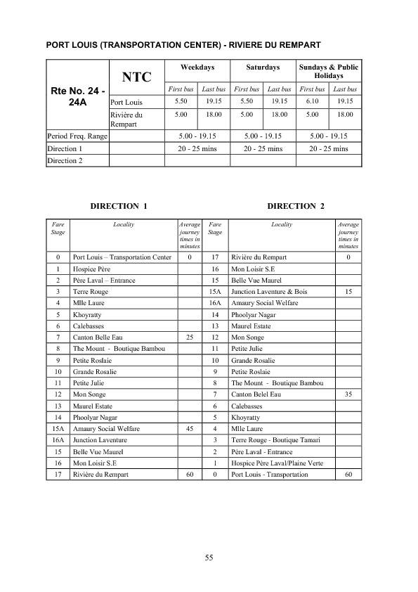 official schedule route 24/24A