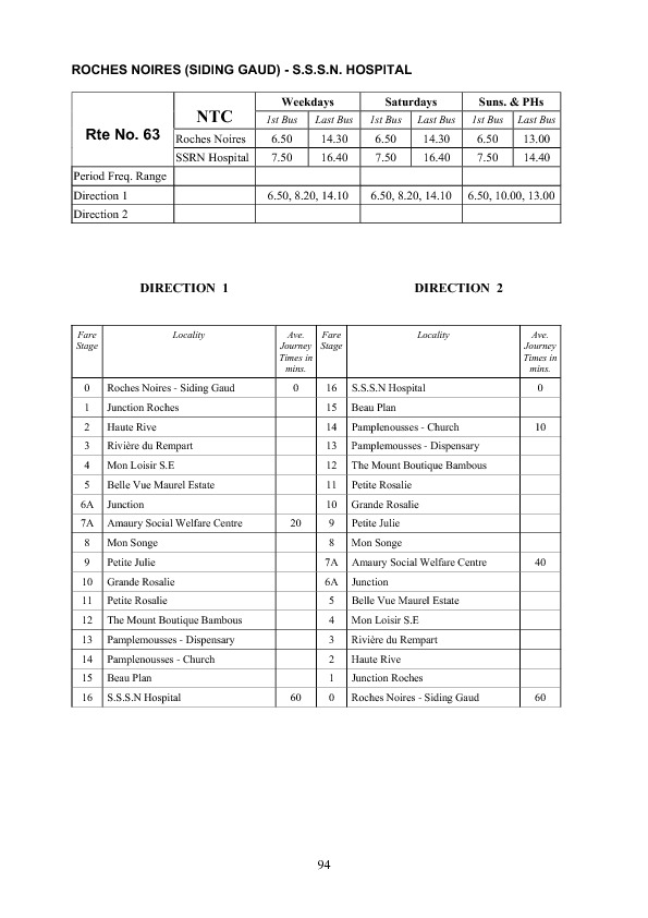 official schedule route 63