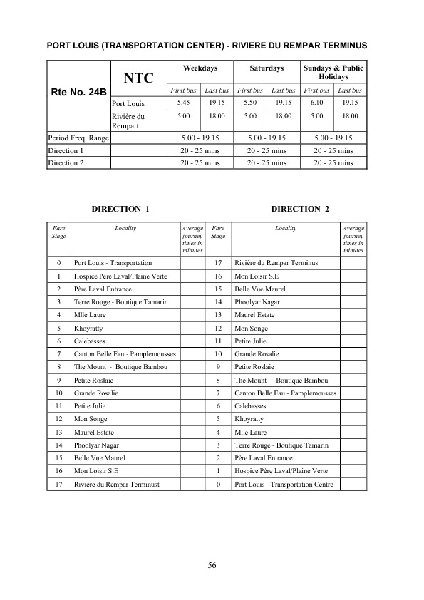 official schedule route 24B