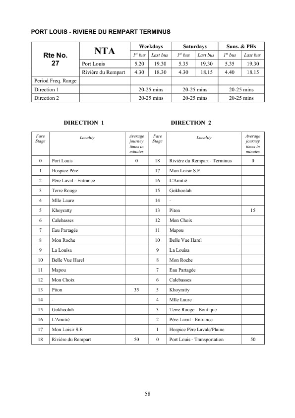 official schedule route 27