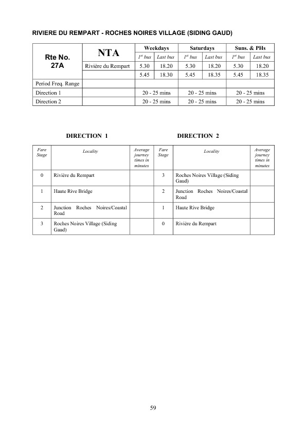 official schedule route 27A