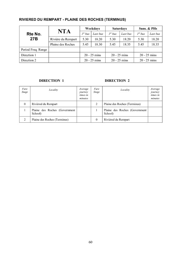 official schedule route 27B