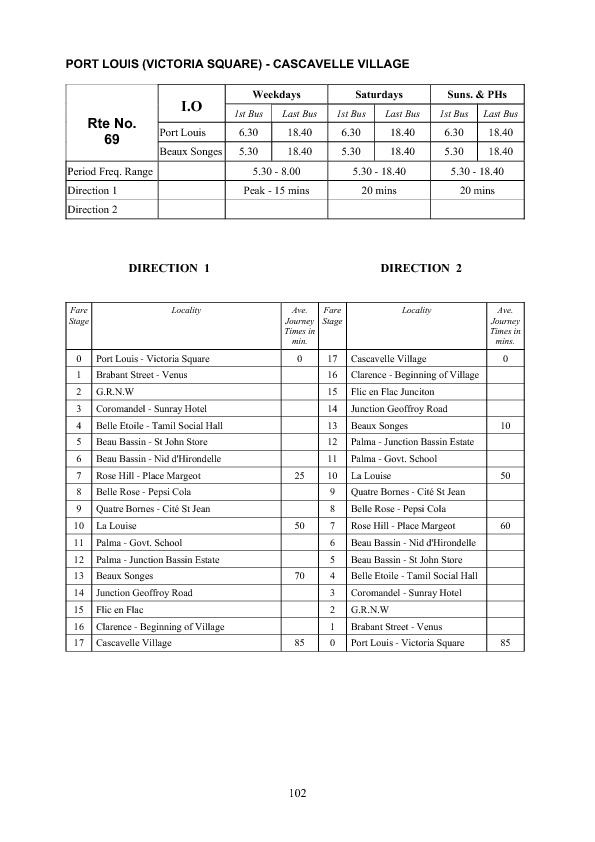 official schedule route 69