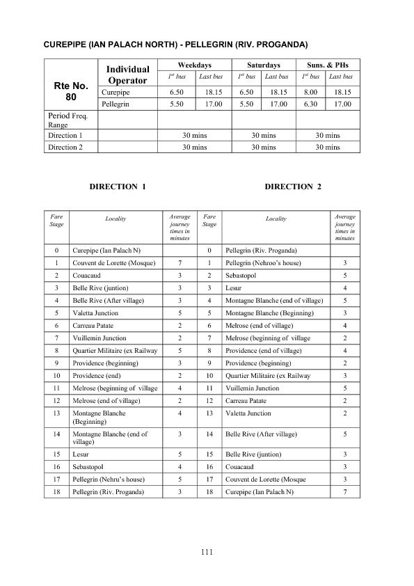 official schedule route 80