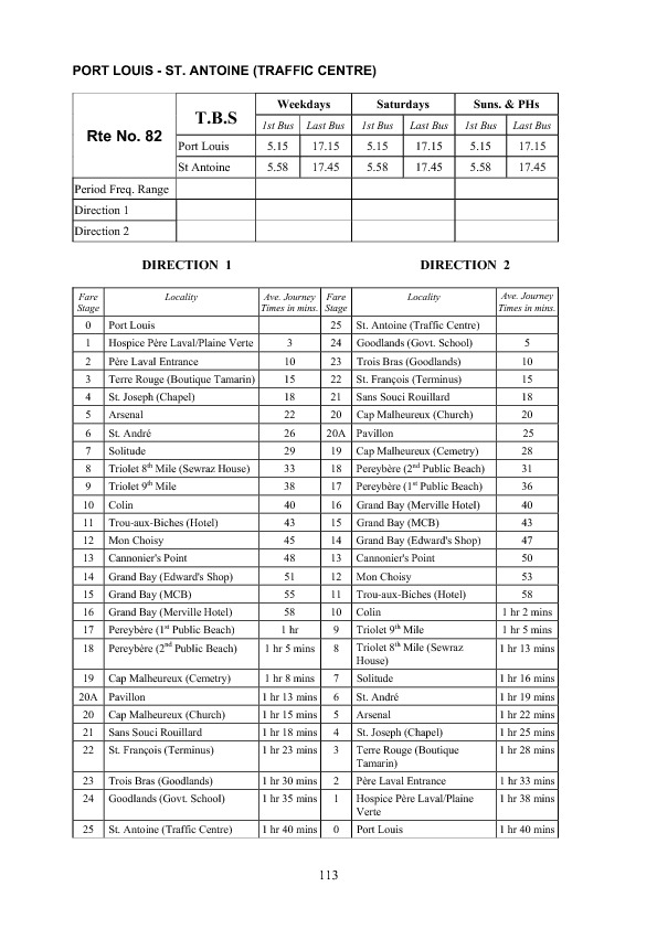 official schedule route 82
