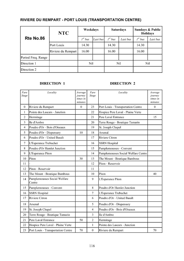 official schedule route 86