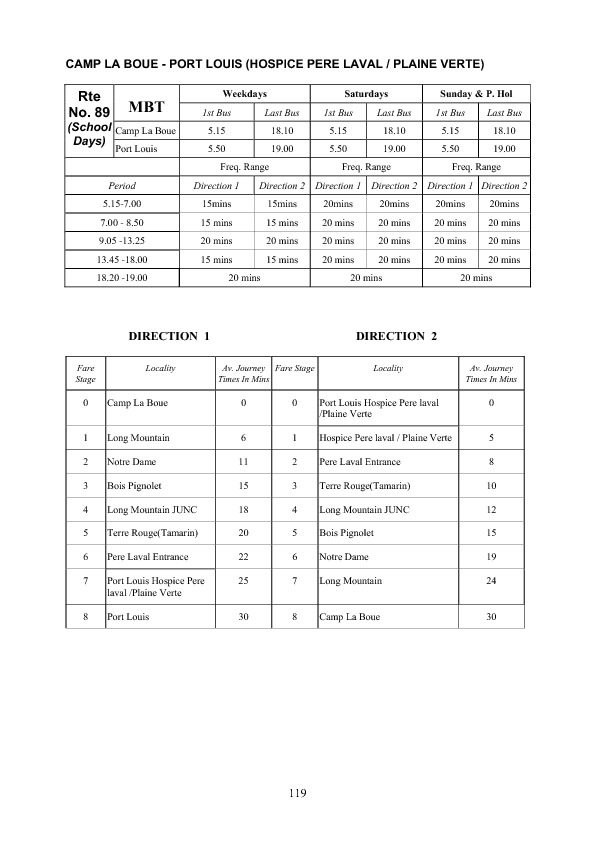 official schedule route 89