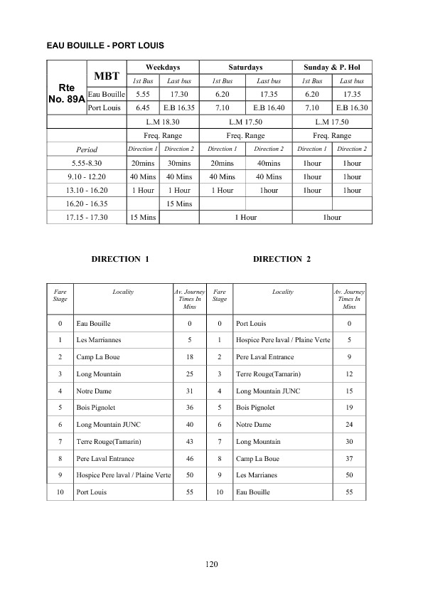 official schedule route 89A