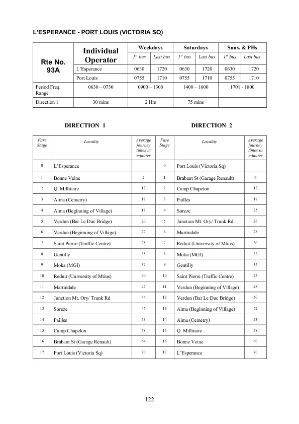 official schedule route 93A