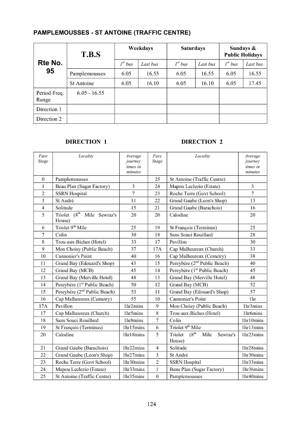 official schedule route 95