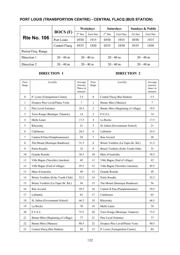 official schedule route 106