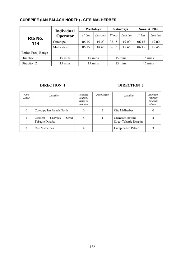 official schedule route 114